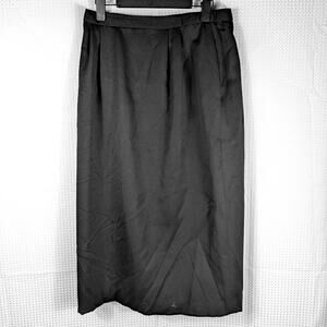 Lands' End Womens 14 Wool Skirt Gray Lined Midi Made in USA Classic Pleated